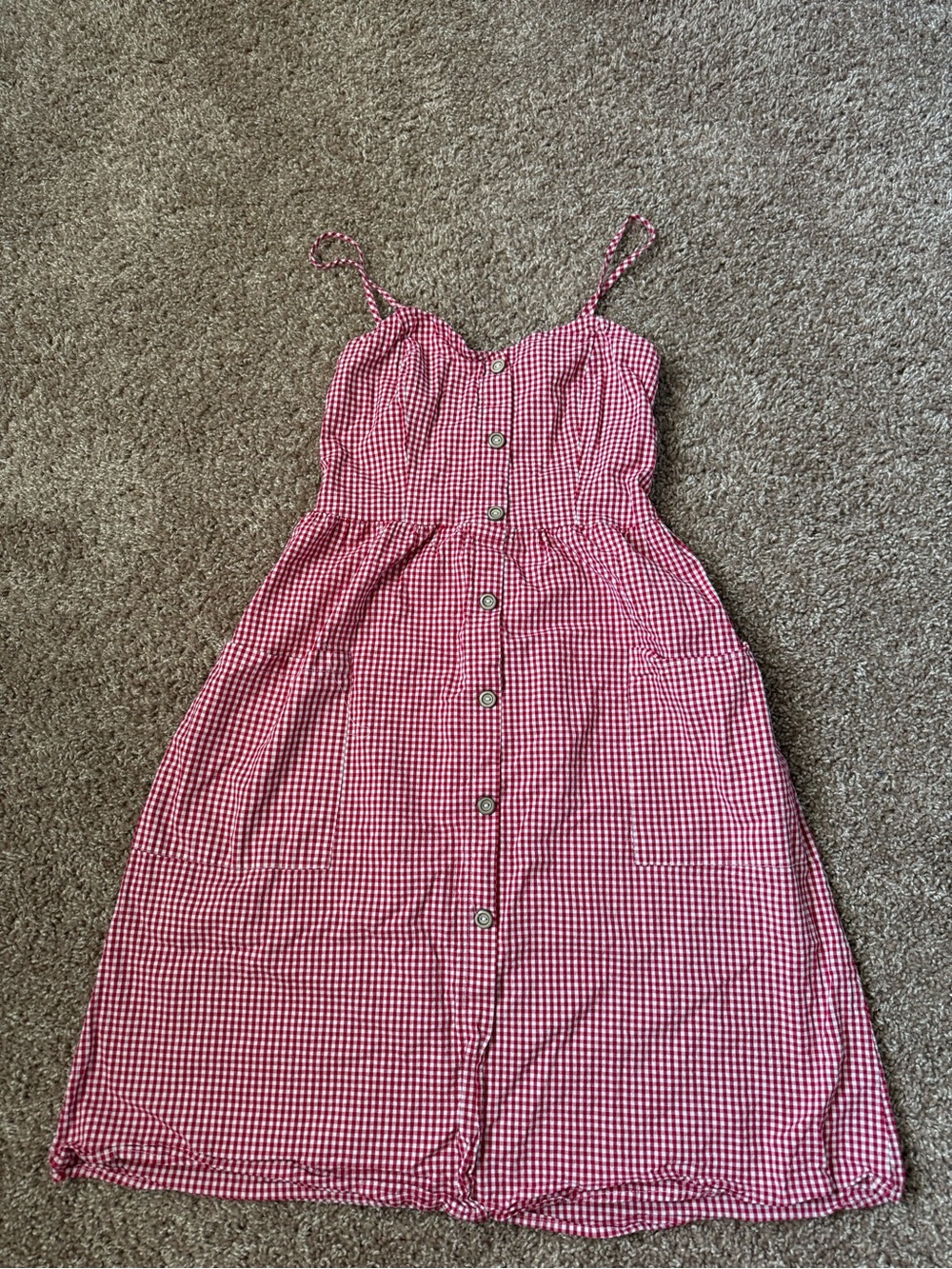 Potter's Pot Red Gingham Button-Front Midi Dress